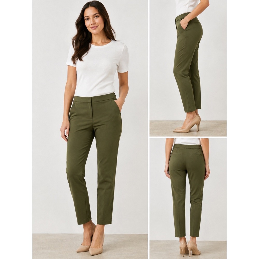 Banana Republic Sloan Olive Green Slim Leg Stretch Ponte Dress Pants Womens 12